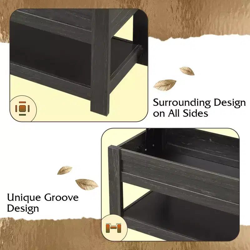 Table basse élévatrice de 99 cm avec compartiment caché et étagère de rangement