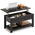 Table basse élévatrice de 99 cm avec compartiment caché et étagère de rangement