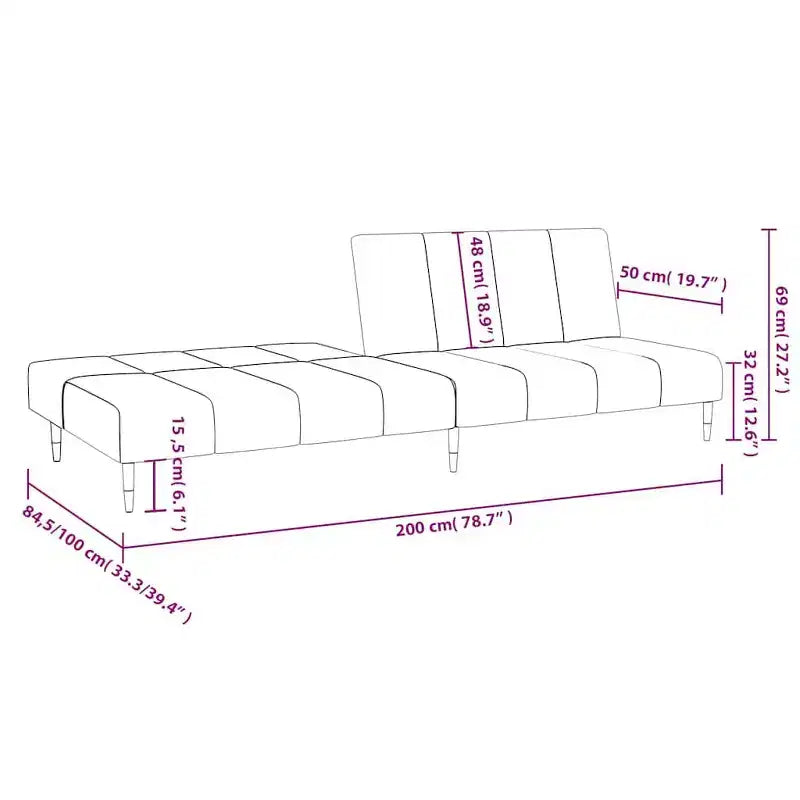 Canapé-lit 2 places en velours gris foncé - Causeuse rembourrée pour salon/sous-sol/chambre d'étudiant