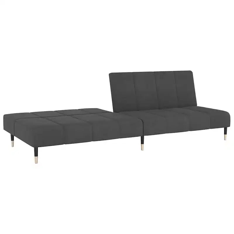 Canapé-lit 2 places en velours gris foncé - Causeuse rembourrée pour salon/sous-sol/chambre d'étudiant