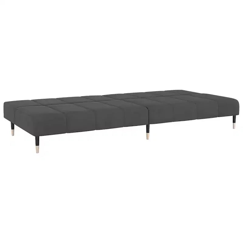 Canapé-lit 2 places en velours gris foncé - Causeuse rembourrée pour salon/sous-sol/chambre d'étudiant