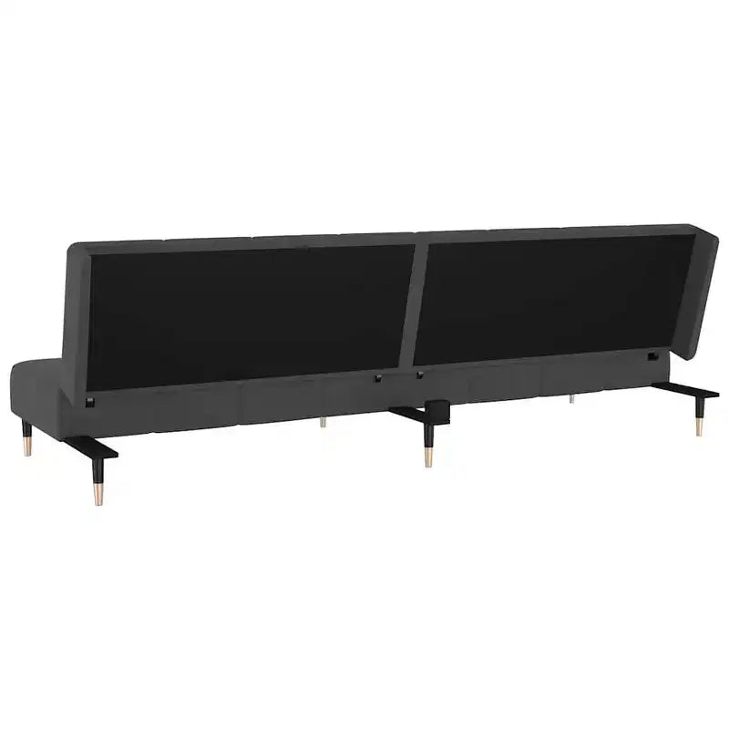 Canapé-lit 2 places en velours gris foncé - Causeuse rembourrée pour salon/sous-sol/chambre d'étudiant