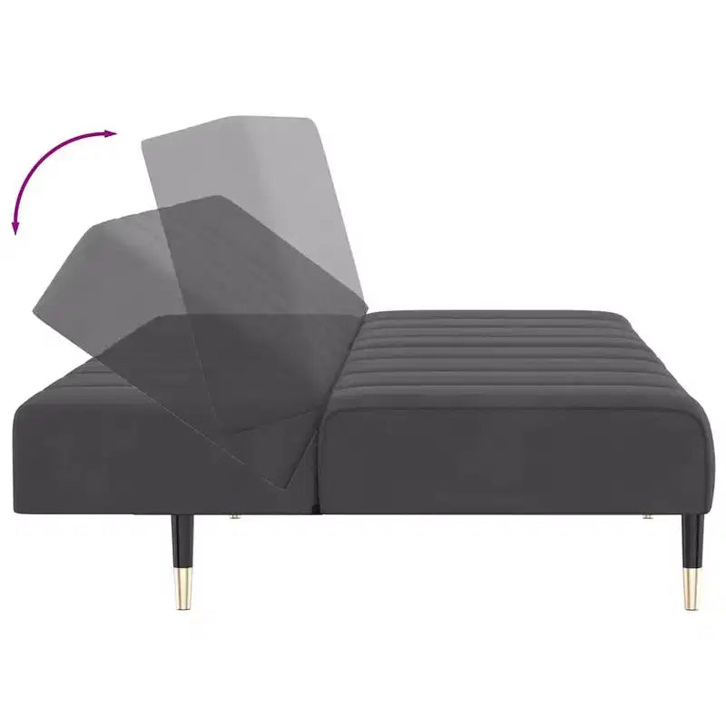 Canapé-lit 2 places en velours gris foncé - Causeuse rembourrée pour salon/sous-sol/chambre d'étudiant