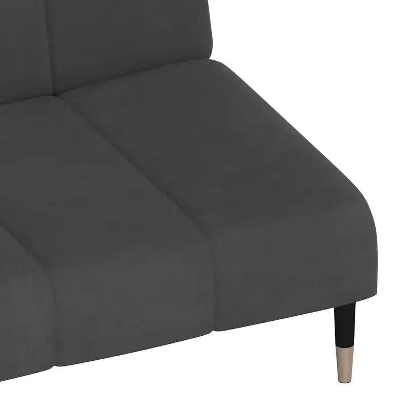 Canapé-lit 2 places en velours gris foncé - Causeuse rembourrée pour salon/sous-sol/chambre d'étudiant