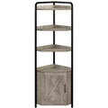 Meuble d'angle de 180 cm de haut, étagère triangulaire avec étagères réglables, rangement dissimulé et support pour plantes