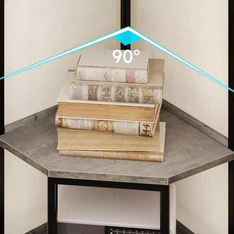 Meuble d'angle de 180 cm de haut, étagère triangulaire avec étagères réglables, rangement dissimulé et support pour plantes