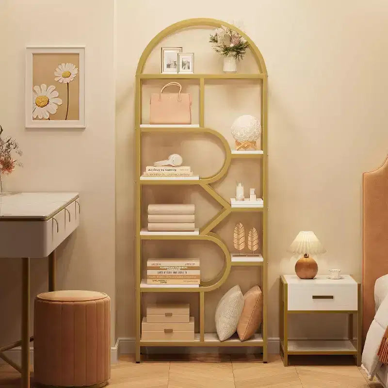 Étagère arquée à 6 niveaux - Bibliothèque géométrique pour la maison et le bureau