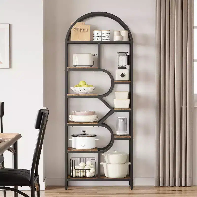 Étagère arquée à 6 niveaux - Bibliothèque géométrique pour la maison et le bureau