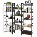 Étagère à 5 niveaux, Bibliothèque large industrielle avec étagères ouvertes, Bibliothèque haute rustique pour chambre à coucher ou bureau
