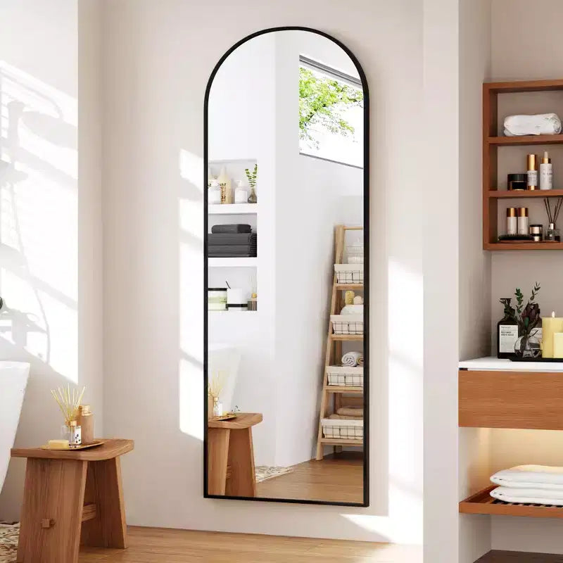 Miroir arqué pleine longueur 65" x 22" – Miroir de sol, mural et autoportant