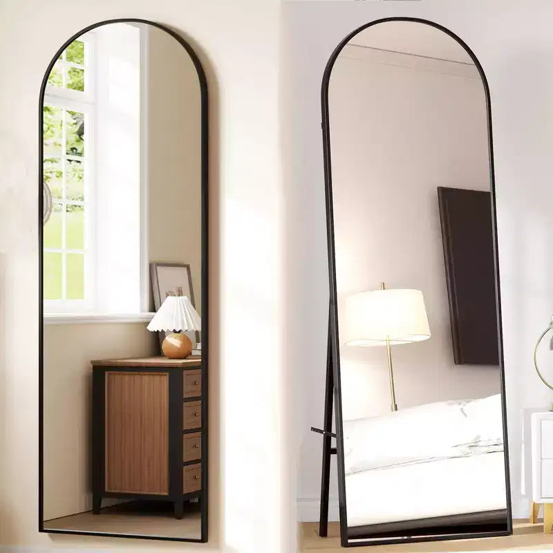Miroir arqué pleine longueur 65" x 22" – Miroir de sol, mural et autoportant