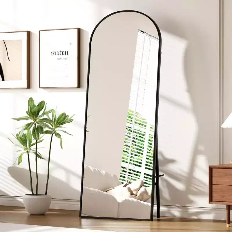 Miroir arqué pleine longueur 65" x 22" – Miroir de sol, mural et autoportant