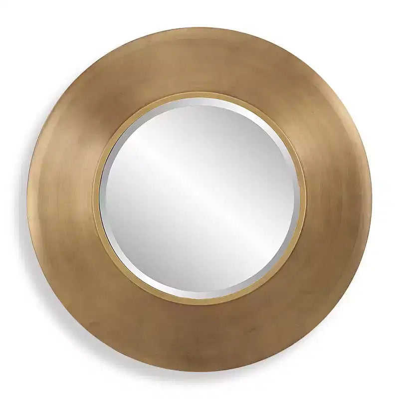 Miroir mural décoratif rond 29,5" doré antique avec verre biseauté