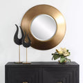 Miroir mural décoratif rond 29,5" doré antique avec verre biseauté