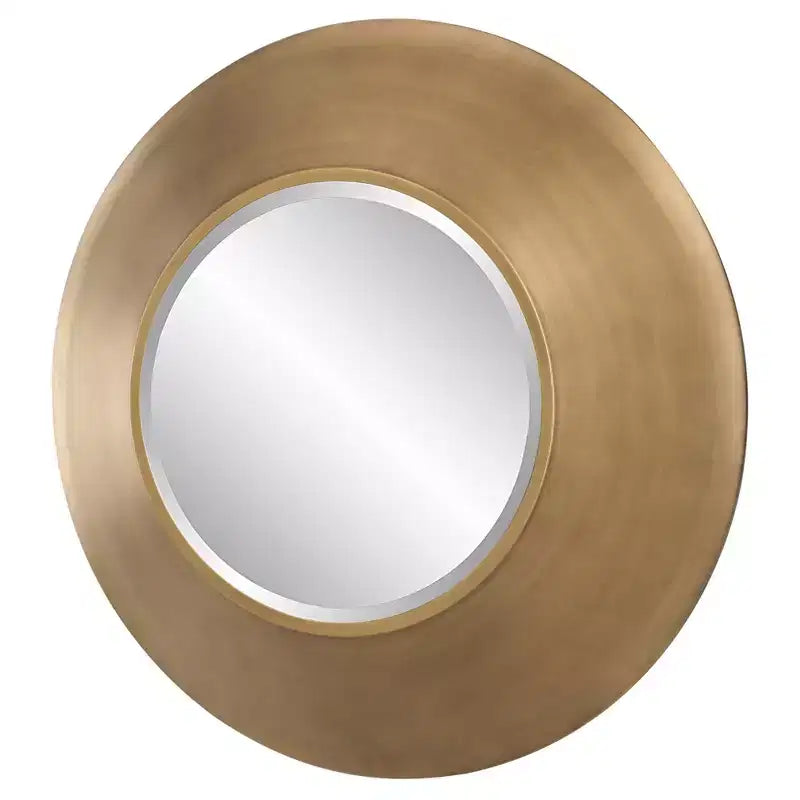 Miroir mural décoratif rond 29,5" doré antique avec verre biseauté