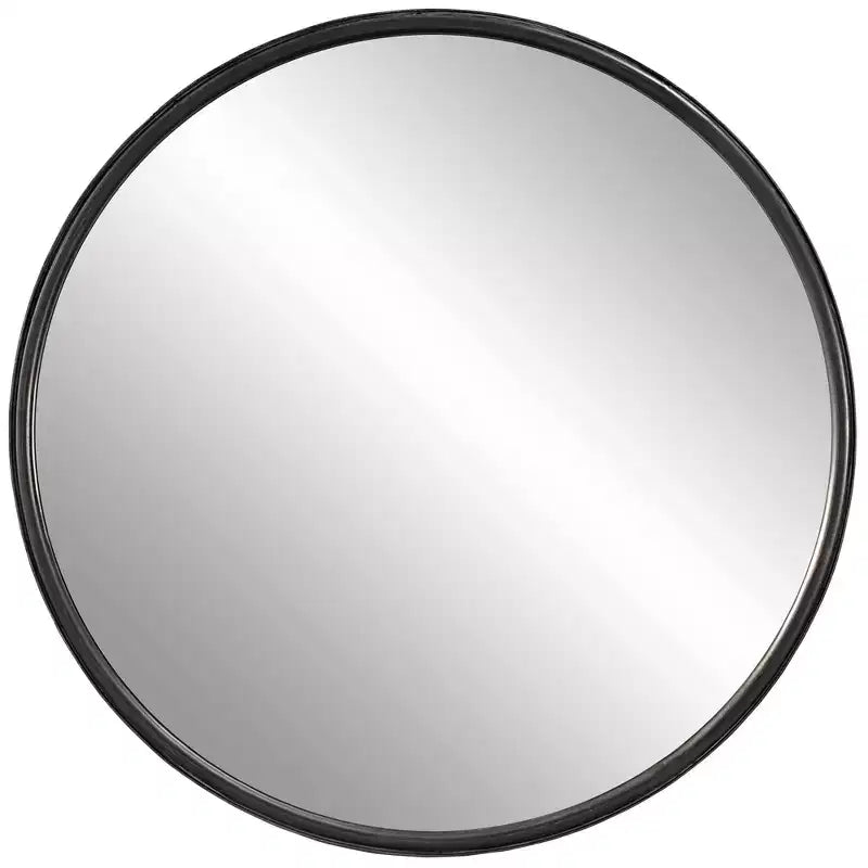 Miroir Mural Rond Moderne Cadre en Fer Vieilli Noir Gris 44 de Large