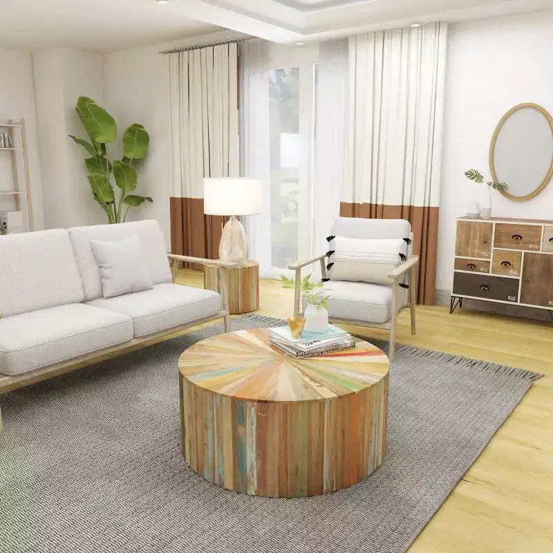 Table basse rustique en bois de récupération marron