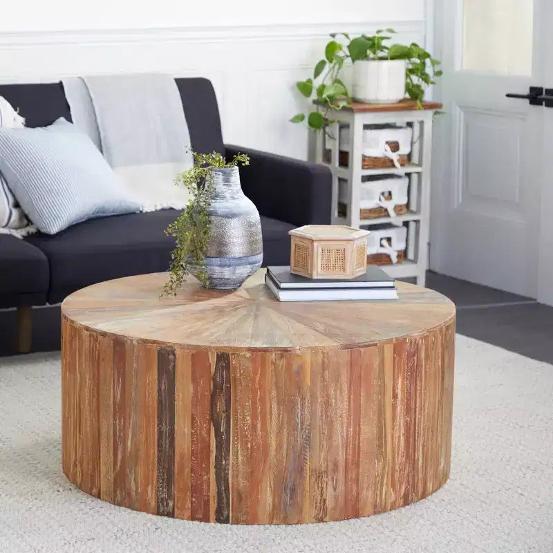 Table basse rustique en bois de récupération marron