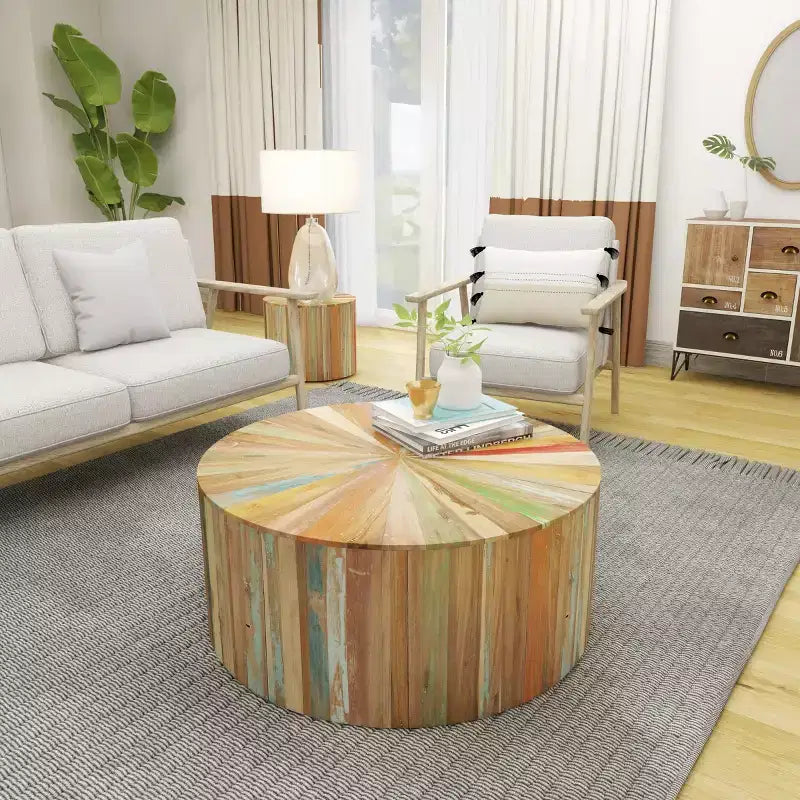 Table basse rustique en bois de récupération marron