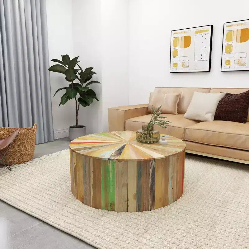 Table basse rustique en bois de récupération marron