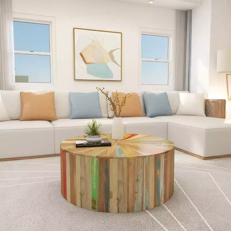 Table basse rustique en bois de récupération marron