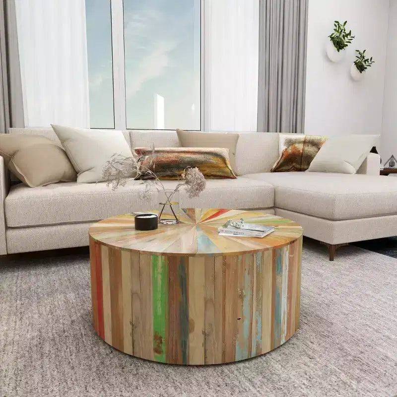 Table basse rustique en bois de récupération marron