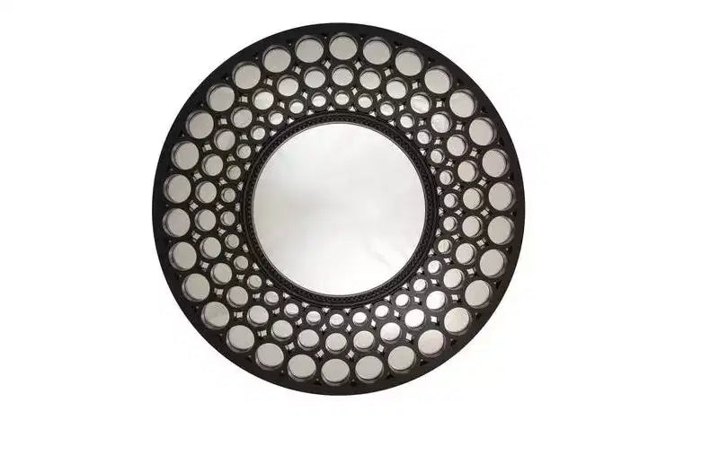 Miroir mural rond glamour 24,75" avec bordure orbe et perles