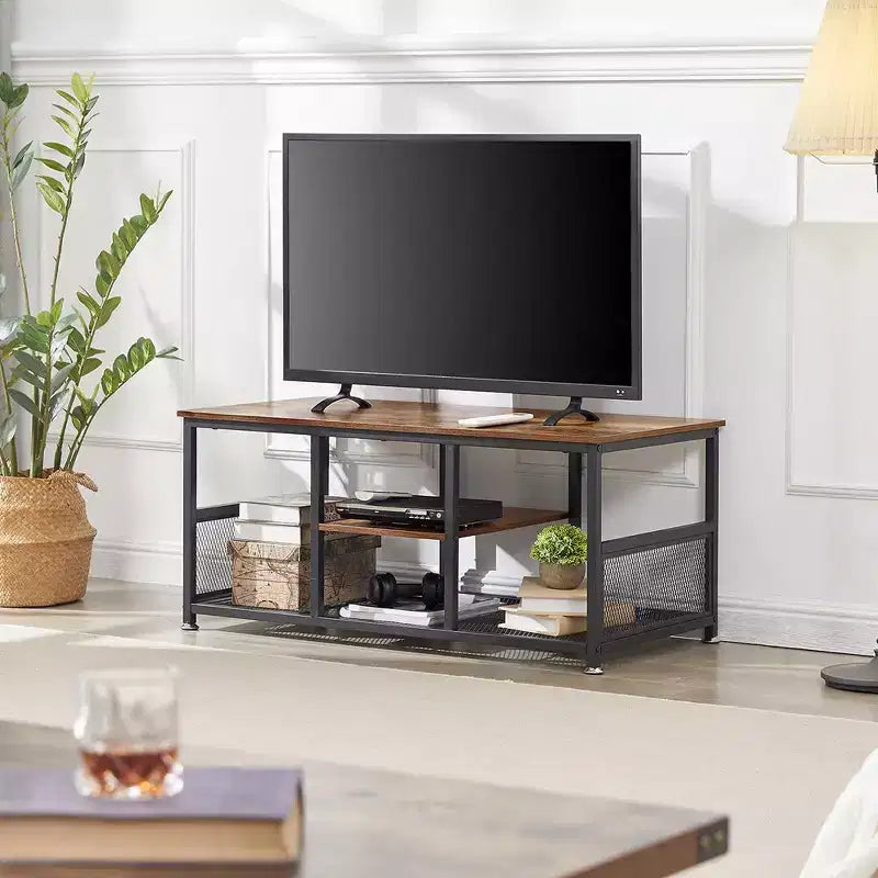 Table basse rectangulaire de 100 cm avec étagère de rangement, meuble TV industriel
