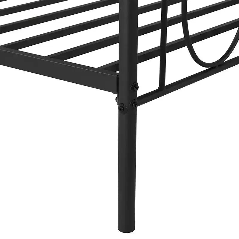 Cadre de lit de repos métallique double, lit-canapé avec rangement sous le lit, assemblage facile, pas besoin de sommier tapissier