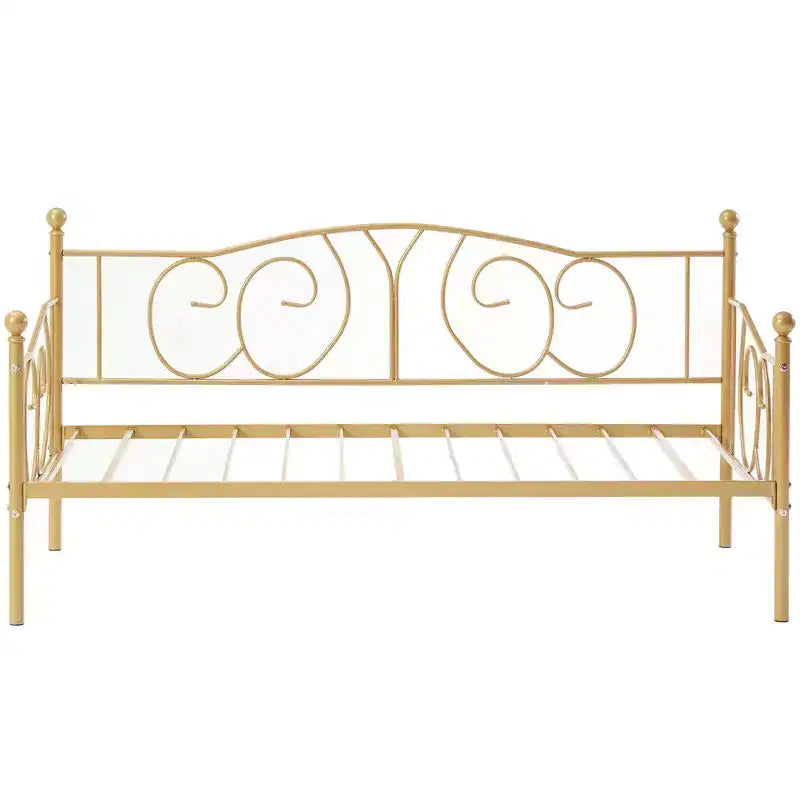 Cadre de lit de repos métallique double, lit-canapé avec rangement sous le lit, assemblage facile, pas besoin de sommier tapissier
