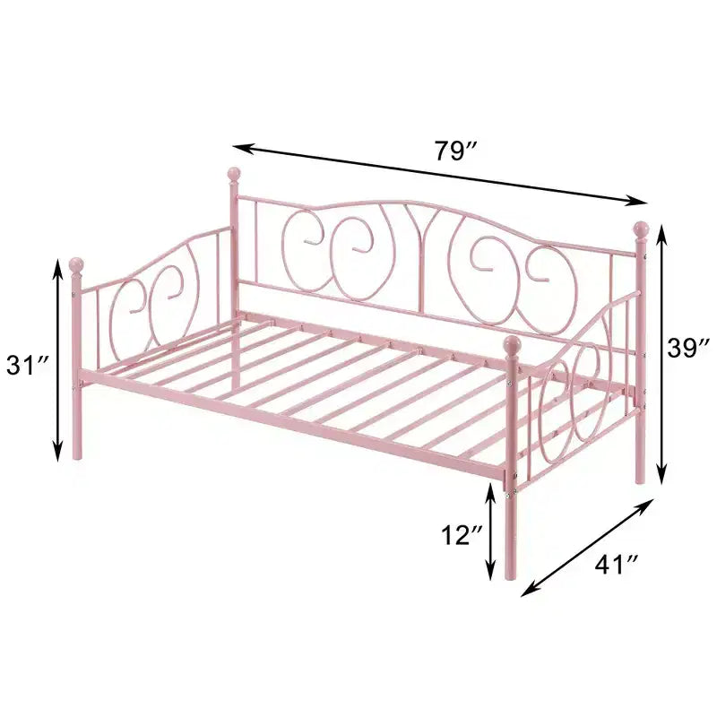 Cadre de lit de repos métallique double, lit-canapé avec rangement sous le lit, assemblage facile, pas besoin de sommier tapissier