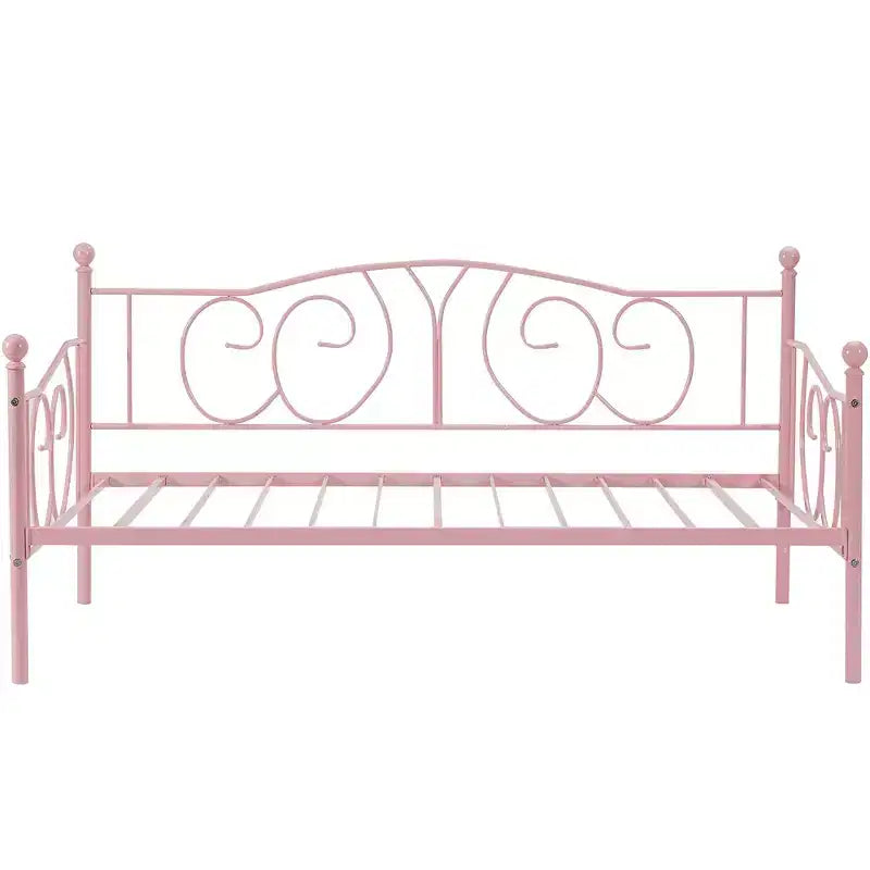 Cadre de lit de repos métallique double, lit-canapé avec rangement sous le lit, assemblage facile, pas besoin de sommier tapissier