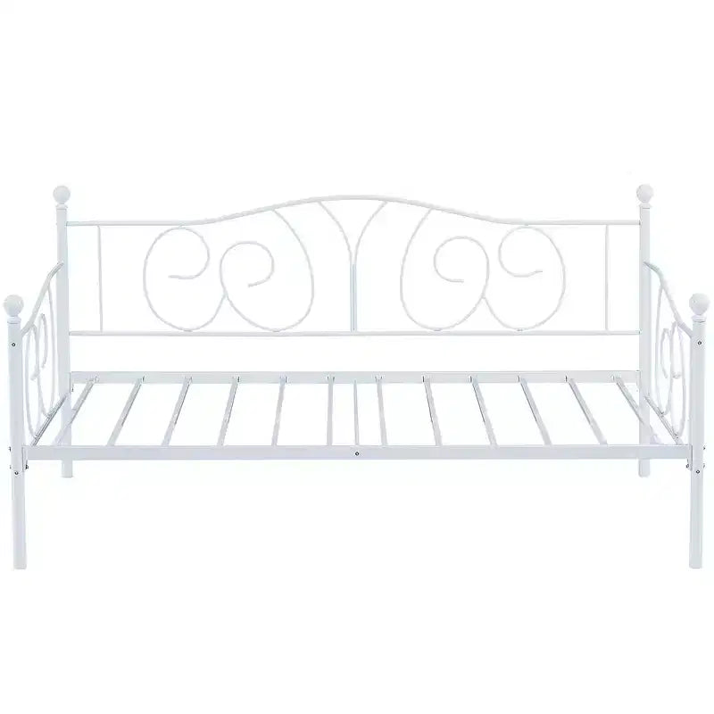 Cadre de lit de repos métallique double, lit-canapé avec rangement sous le lit, assemblage facile, pas besoin de sommier tapissier