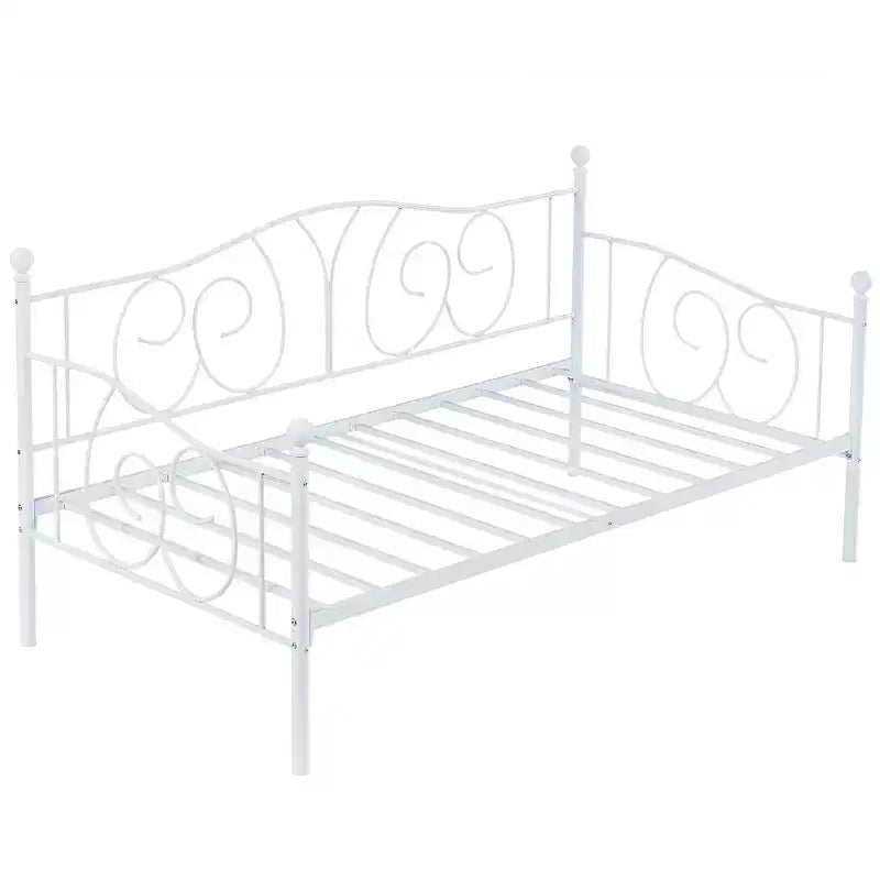 Cadre de lit de repos métallique double, lit-canapé avec rangement sous le lit, assemblage facile, pas besoin de sommier tapissier