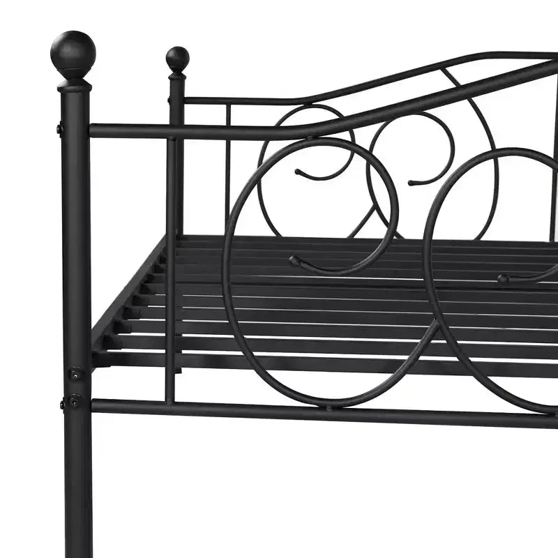 Cadre de lit de repos métallique double, lit-canapé avec rangement sous le lit, assemblage facile, pas besoin de sommier tapissier